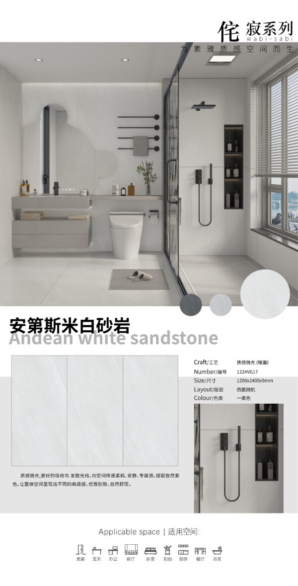 Naturalist Living Room Feature Wall Andes Beige Sandstone Slab 1200x2400x9mm Glossy Textured Surface & Warm Grandeur