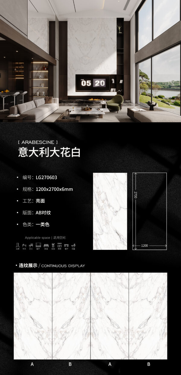 Glossy-1200X2700X6MM-LG270603意大利大花白