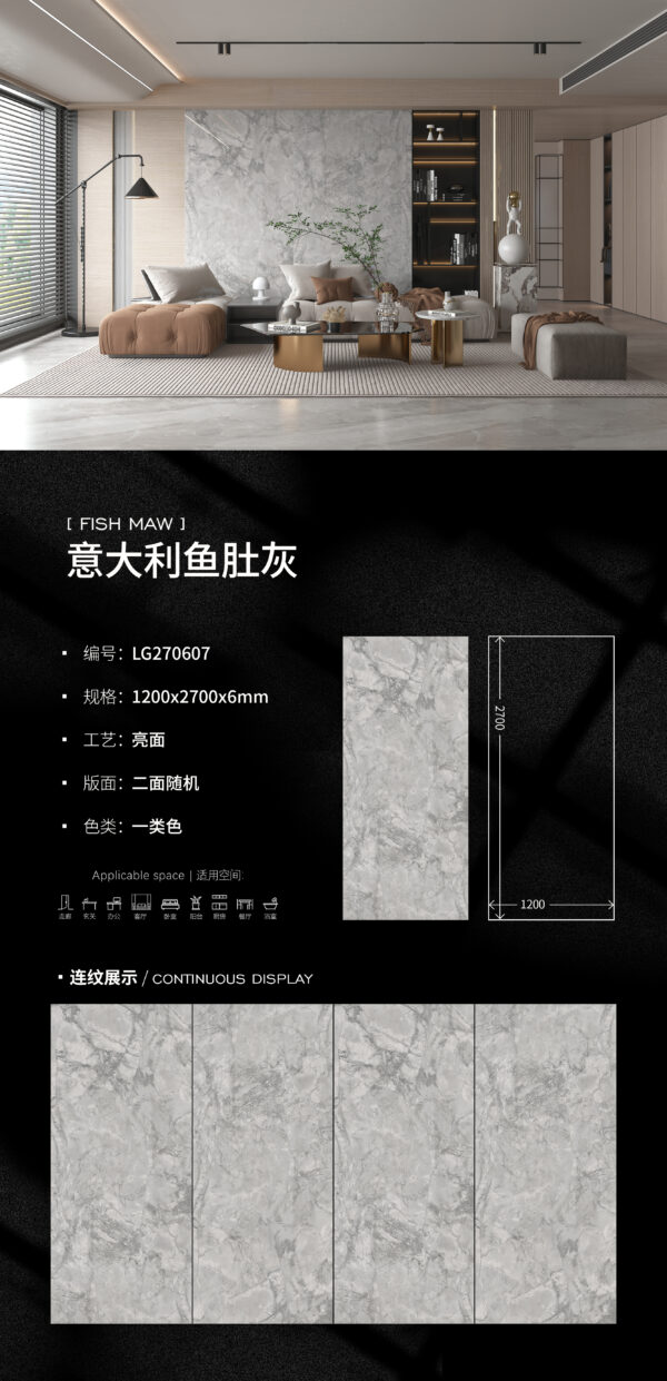 Glossy-1200X2700X6MM-LG270607意大利鱼肚灰