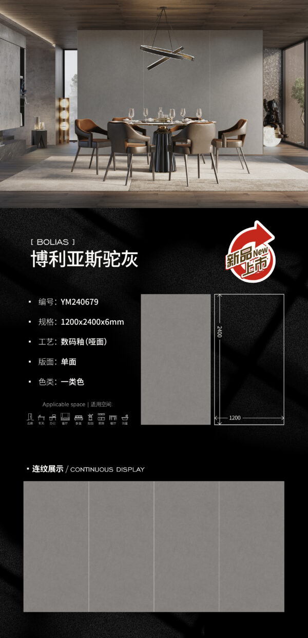 Modern Minimalist Wall Boliyas Taupe Slab 1200x2400x6mm Matte Premium Neutral Tone for Cohesive Space