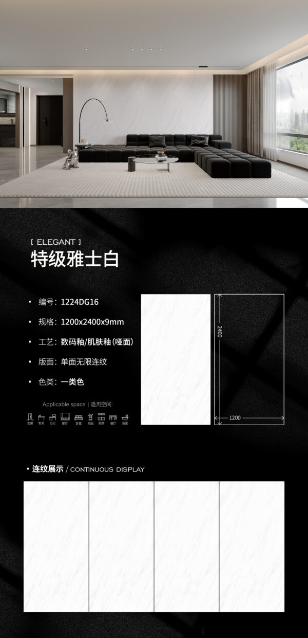 Matt-1200X2400X9MM-DG16特级雅士白