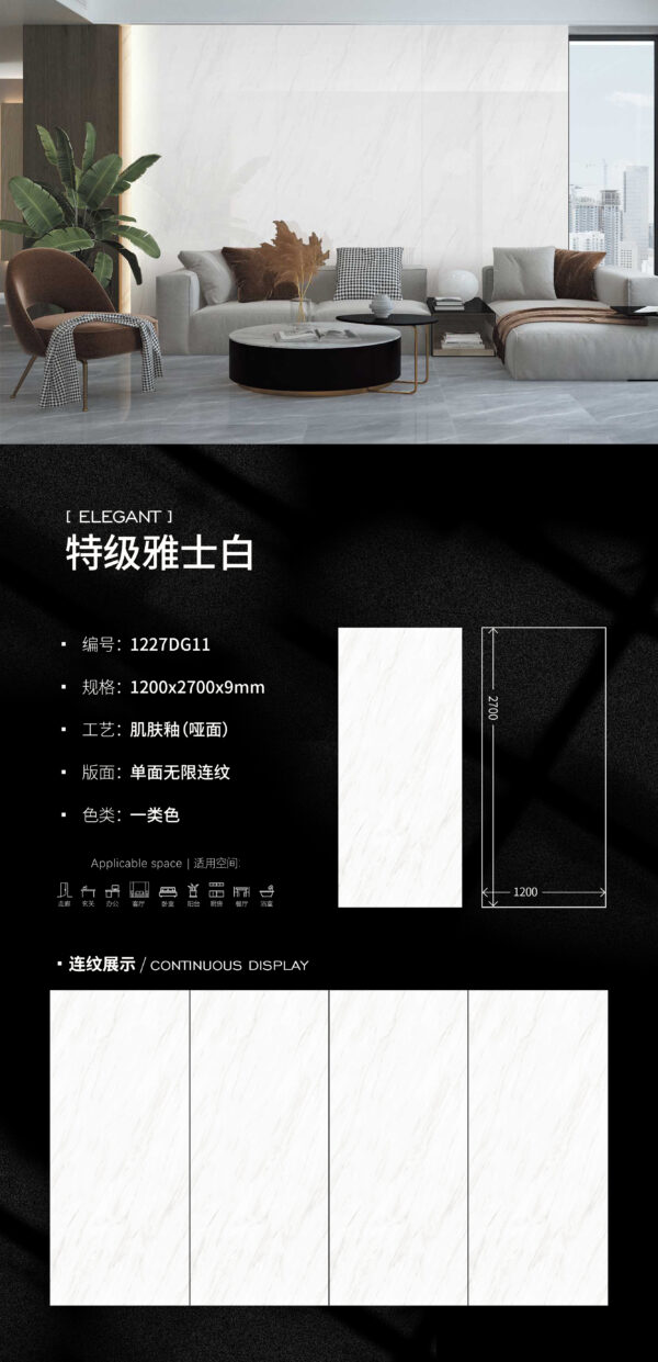 Matt-1200X2700X9MM-DG11特级雅士白