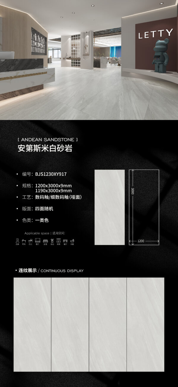 Quiet Luxury Total Space Andean Sandstone Slab 9mm Matte Texture & Versatile Use