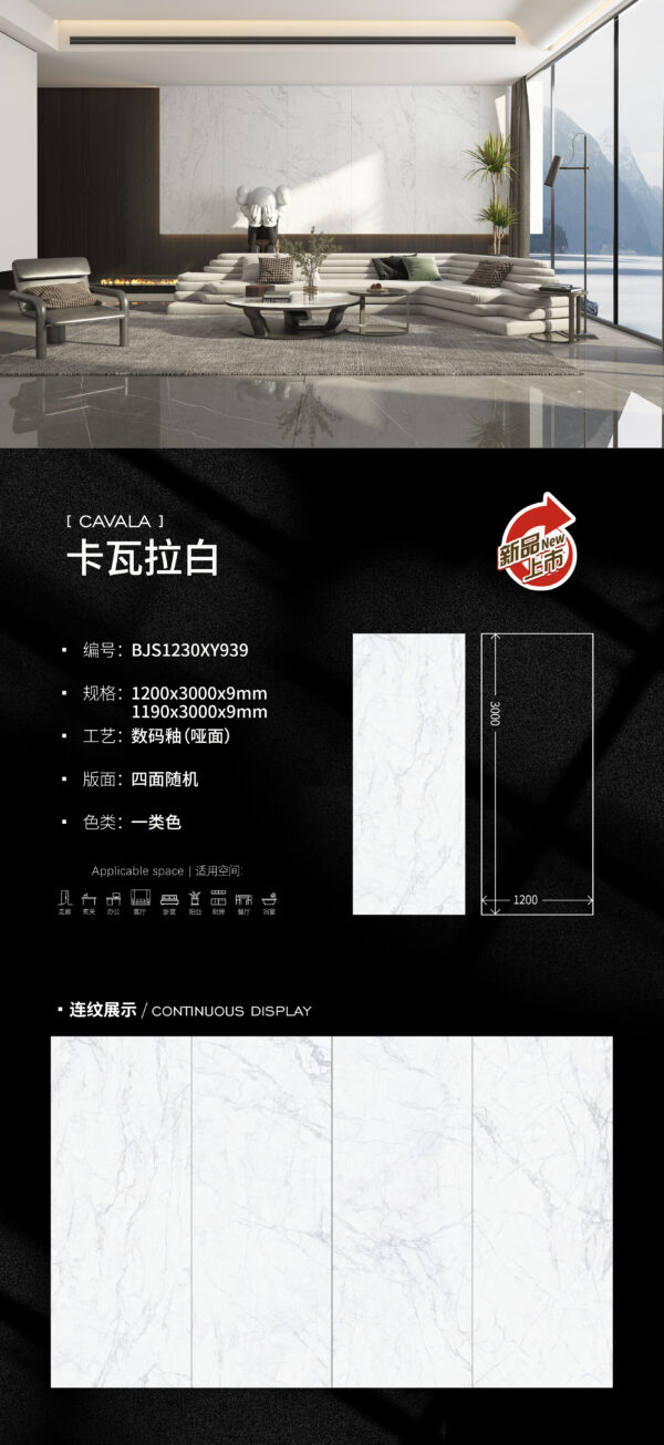 Total Space Solution Cavala Matte Slab 9mm Wall & Floor Use & Unified Aesthetics