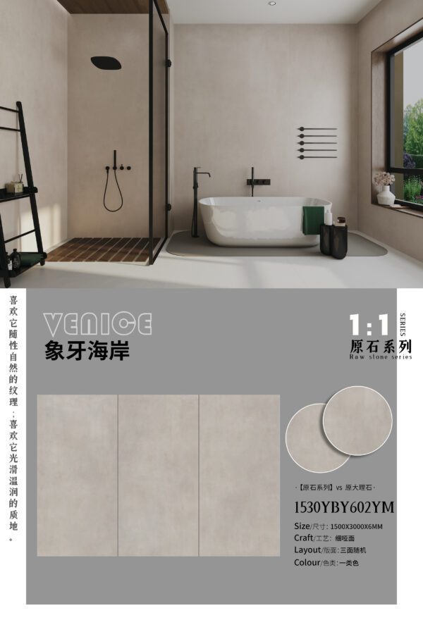 Pure Total Space Solution Venice Slab 6mm Matte Raw Stone Series & Wall-Cabinet Versatile