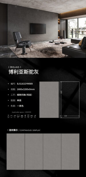 Minimalist Mansion Wall & Floor Dark Grey Slab 1600*3200*9mm Silky-Matte & Rational Serenity